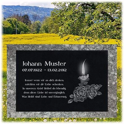 Granit Liegestein Grabplatte Grabtafel 60x40x4 cm Wunsch - Gravur Grabstein-gg51
