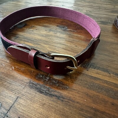 Cape Cod Belt ''E'' Eldridge Design Black with Leather Accent & Brass Buckle 29''