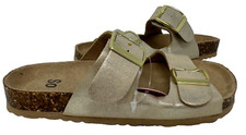 SO Youth Girl's Raena Slip On Double Buckle Slide Sandals Gold Size:4 195T