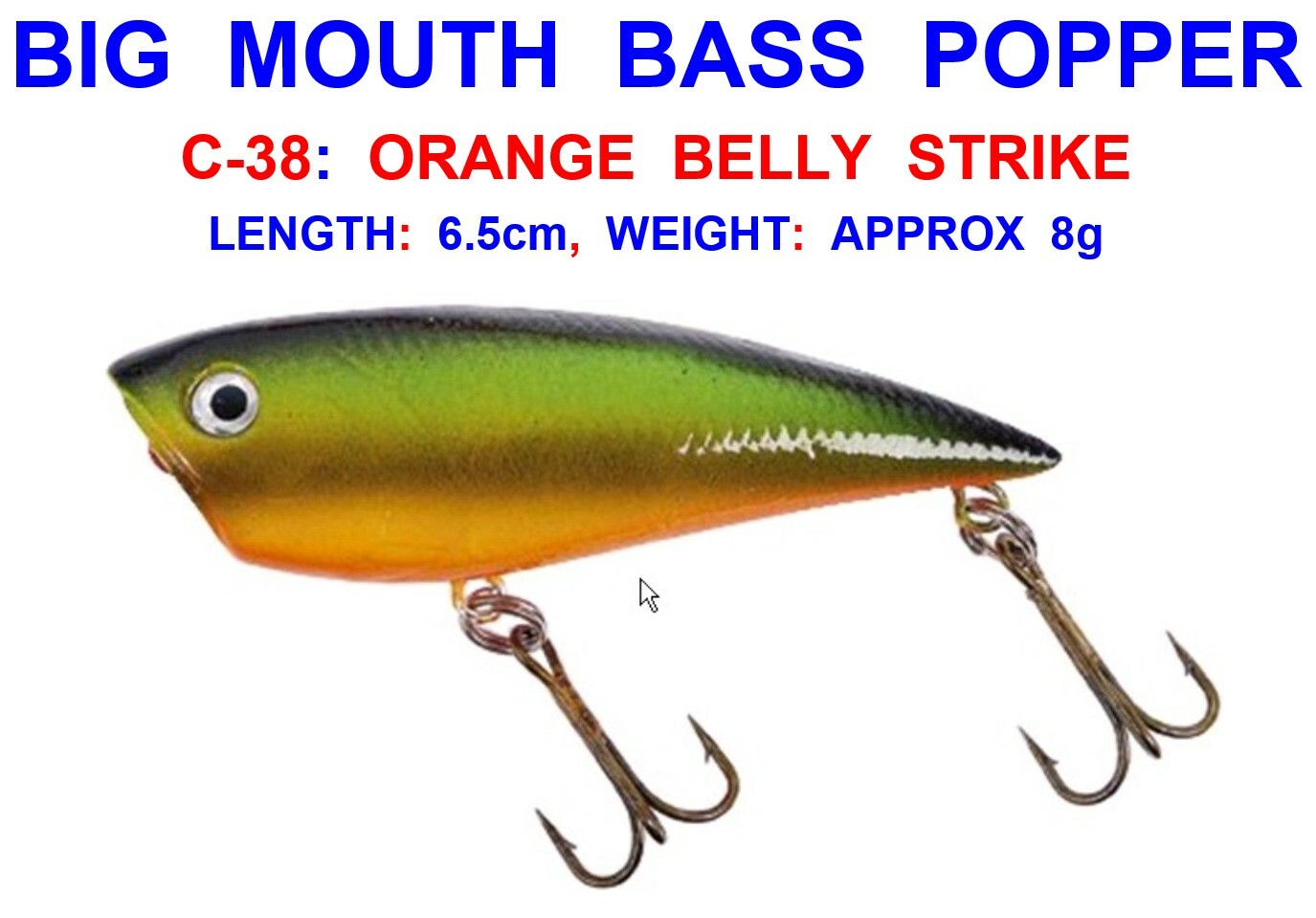 FLADEN BIG MOUTH BASS SURFACE POPPER PLUG 38 COARSE SEA FISHING LURE PIKE PERCH