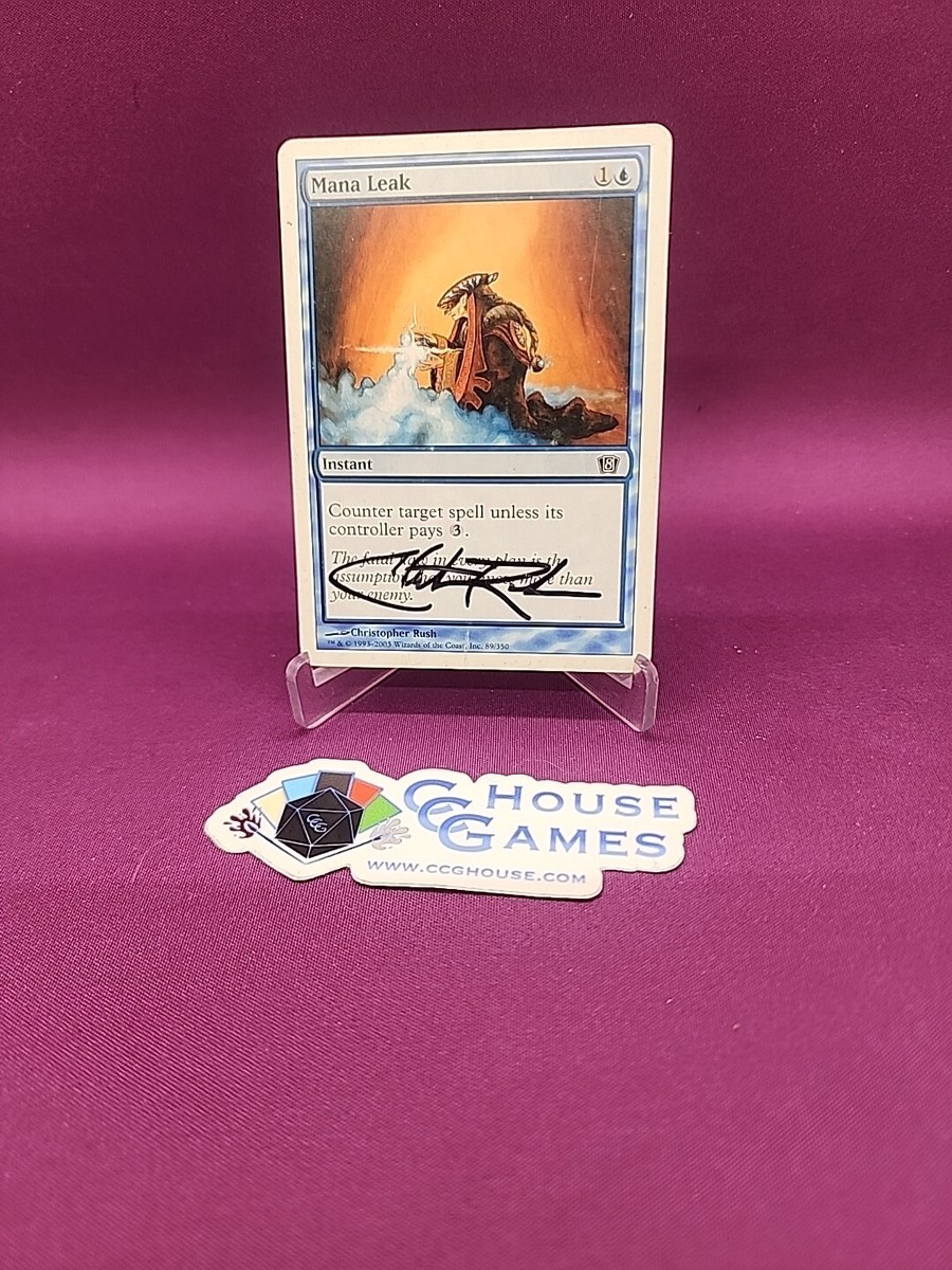 MTG Mana Leak 8th Edition Signed Christopher Rush Gen 3 Magic