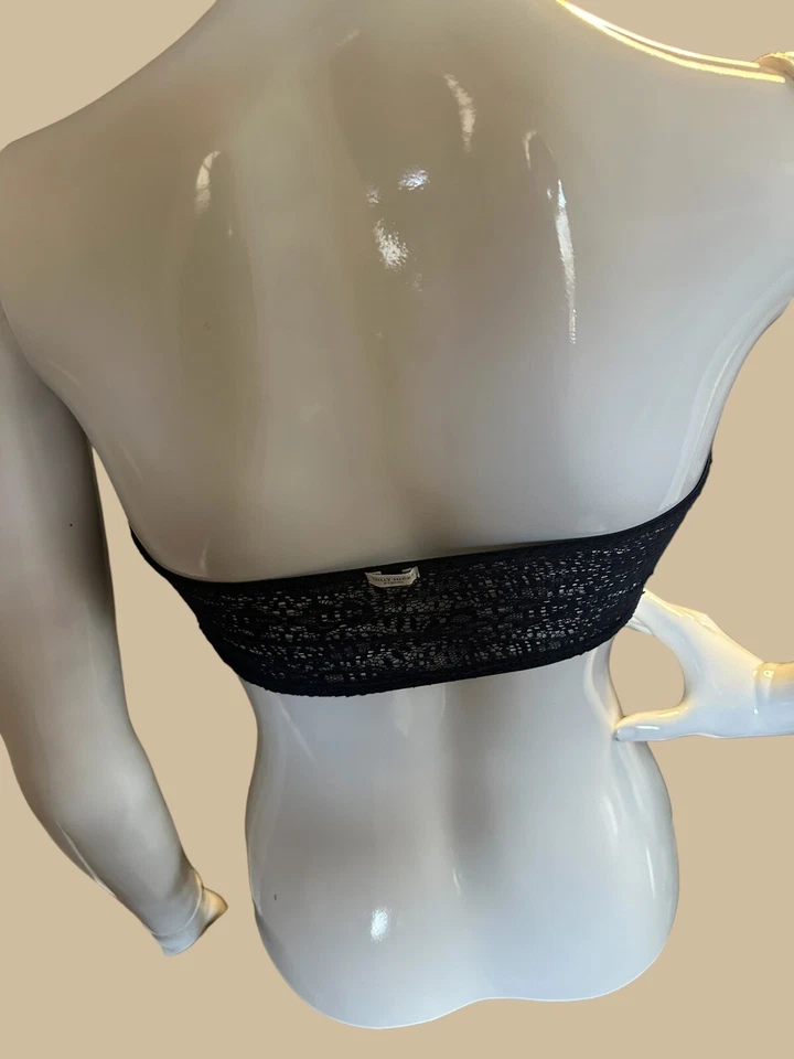 GILLY HICKS Women`s Size Medium Navy Blue Lace Lined,  Bandeau Strapless Bra - Image 2 of 4