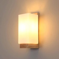 Indoor Wall Light Wood Wall Lamp Creativity Glass Lampsahde Bedroom Hallway E27