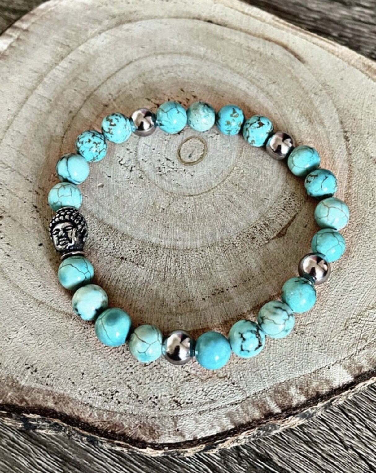 Bracelet lithothérapie Turquoise et bouddha pour vos séances de yoga et méditation - 2
