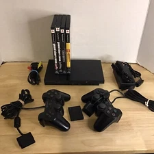 Sony Playstation 2 PS2 Slim Console Bundle Lot With 4 Games! TESTED Works!!