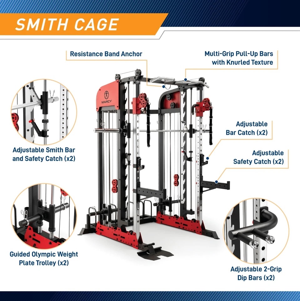 Máquina combinada de circuito de entrenamiento con pesas Smith Cage Home Gym SM-7553 - Marcy Foto 3 de 4