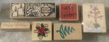 Lot-6 Candle Christmas Happy Holiday Rubber Stamps Craft Scrapbook Tool Used B13