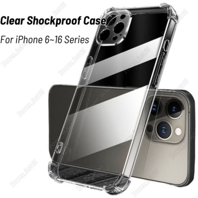 For iPhone 16 15 14 13 12 11 X XR Shockproof Clear Phone Case Silicone Cover Lot