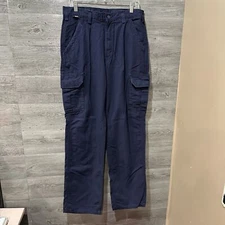 Carhartt Mens 33 X 34 Flame Resistant Original Fit Canvas Work Pants Blue Rugged