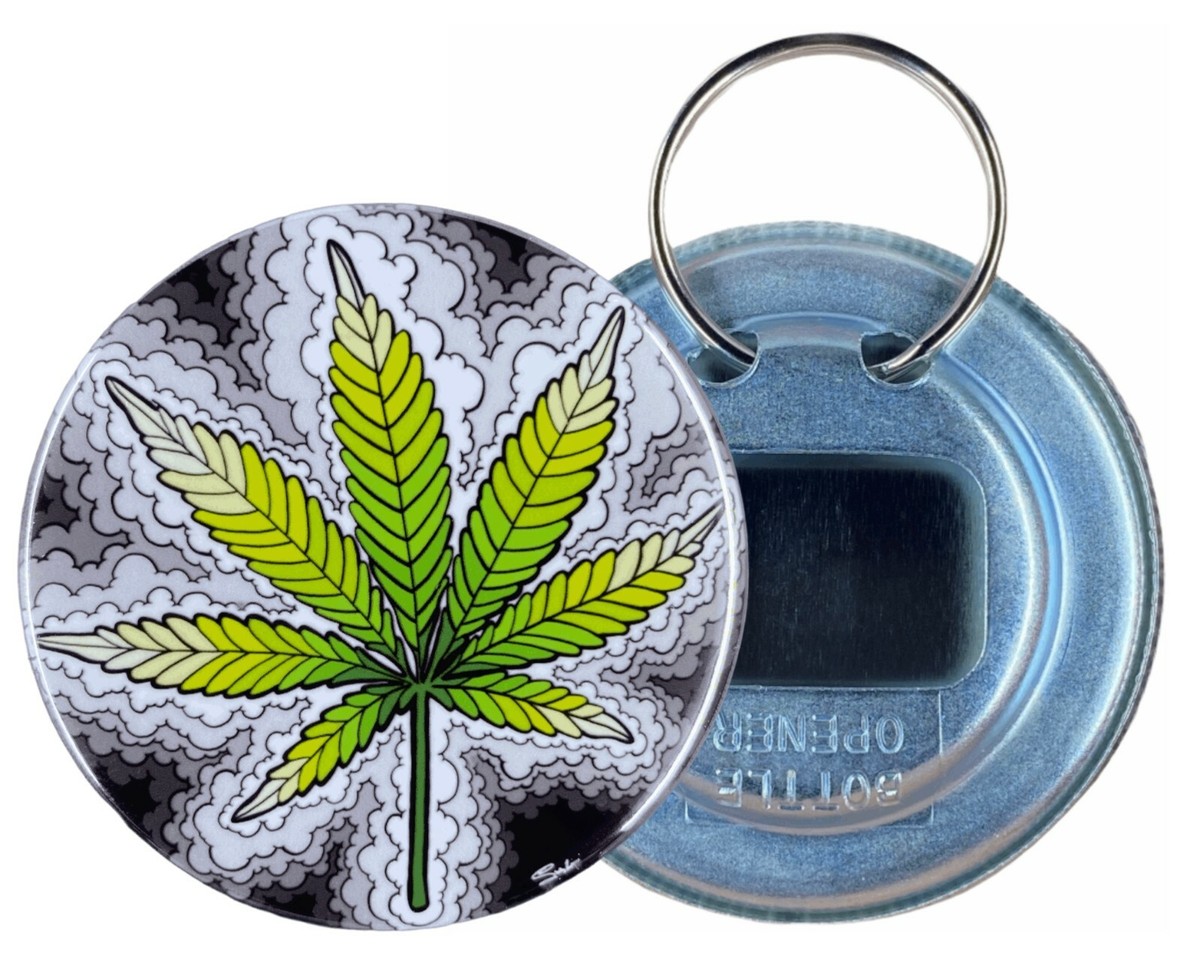 Psychedelic Cannabis Leaf 420 Marijuana Art Bottle Opener