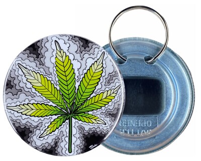 Psychedelic Cannabis Leaf 420 Marijuana Art Bottle Opener