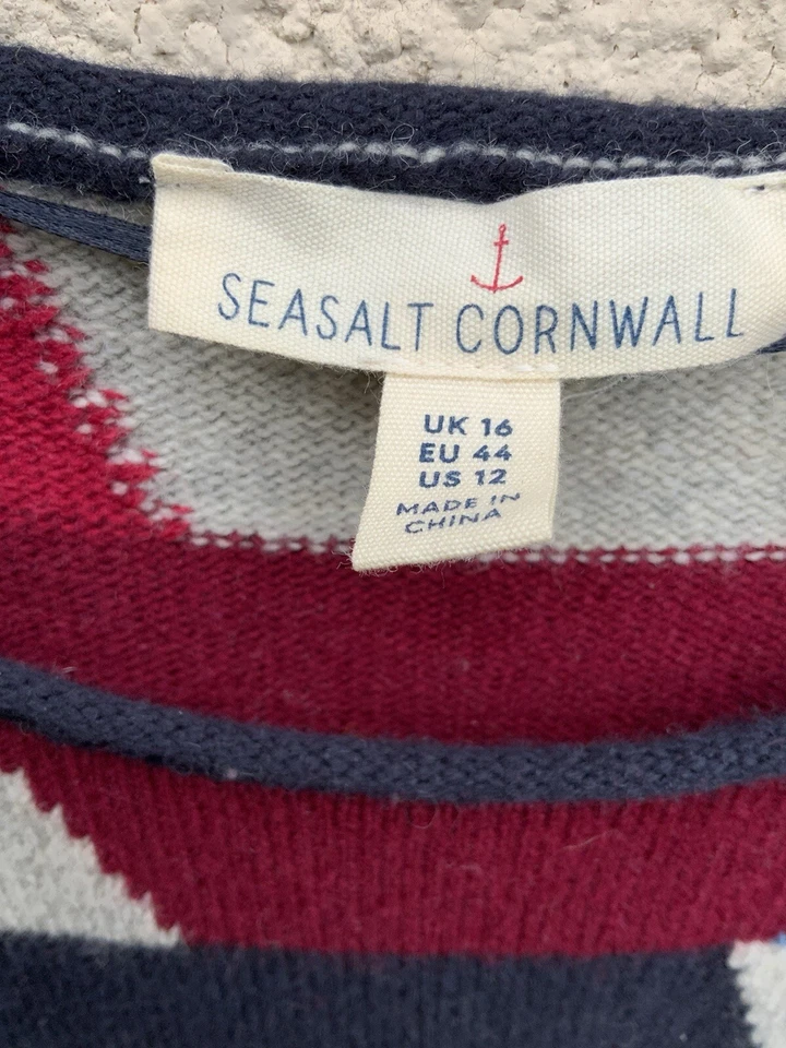SEASALT GREAT FEAST WOOL COLOURBLOCK CHEVRON JUMPER TOP  16 18  - Image 2 of 3