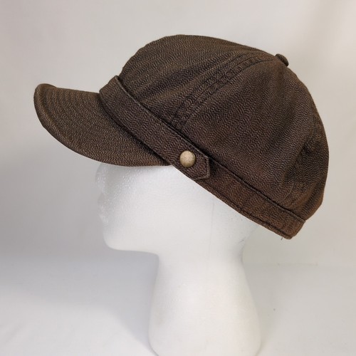 OBEY - Women’s NEWSBOY CAP - Baker Boy Style Hat - Brown w/ Snap-on Band & Badge - Picture 3 of 10