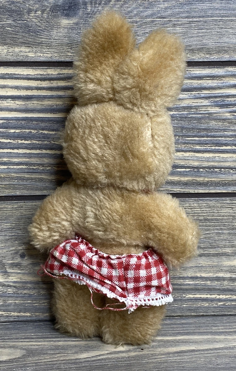 Kmart Bunny 8 Brown Red Plaid Skirt Red Bow Stuffed Animal Lovey