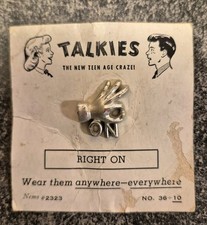 Vtg Talkies Right On Hand Gesture New On Card 1960s Teen Craze Rare Nemo #2323