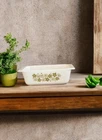 Pyrex Spring Blossom Floral 913 Loaf Rectangle Green Opal Glass Baking Dish Vtg