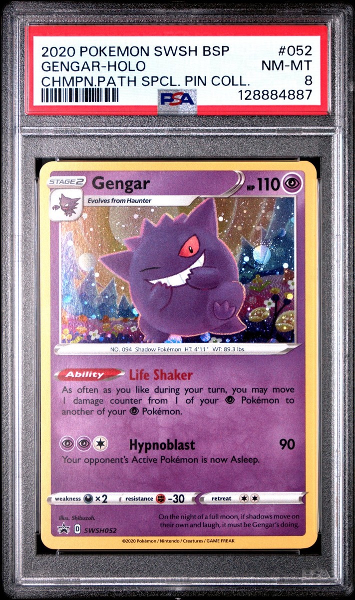 POKEMON CHAMPION'S PATH GENGAR #SWSH052 PSA 8 NM #128884887 (SWIRL