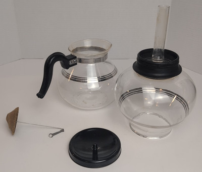 VTG Silex Vacuum Pyrex Glass Coffee Maker Pot Double Bubble 8 Cup MCM *1 Chip