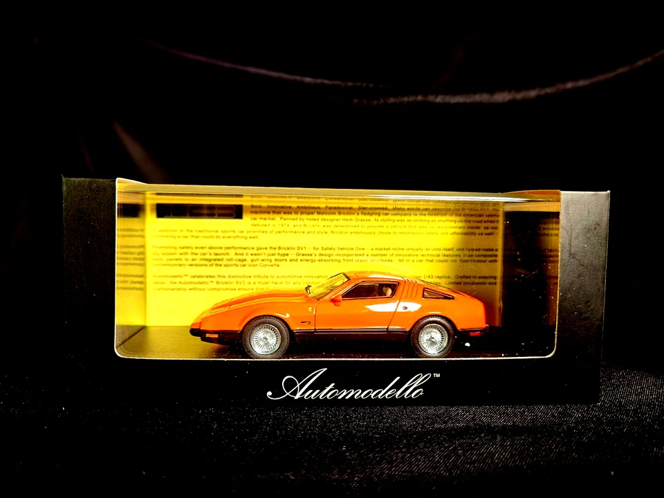 RARE Automodello 1974 Bricklin SV1 Safety Orange 1:43 Scale Inv. #4241 - Image 2 of 3