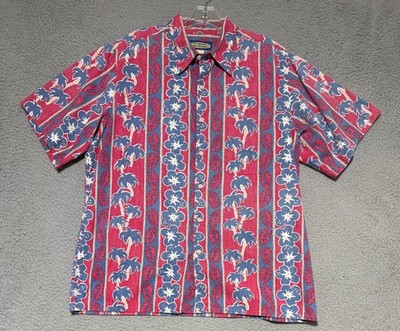 Phil Edwards by Reyn Spooner Popover Hawaiian Shirt Mens Large Floral Button Up