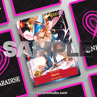 One Piece Nami Dark Magician Waifu Holo Card Anime TCG Goddess Story Style