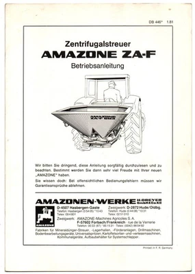Betriebsanleitung Amazone Zentrifugalstreuer ZA-F - Bild 1 von 2