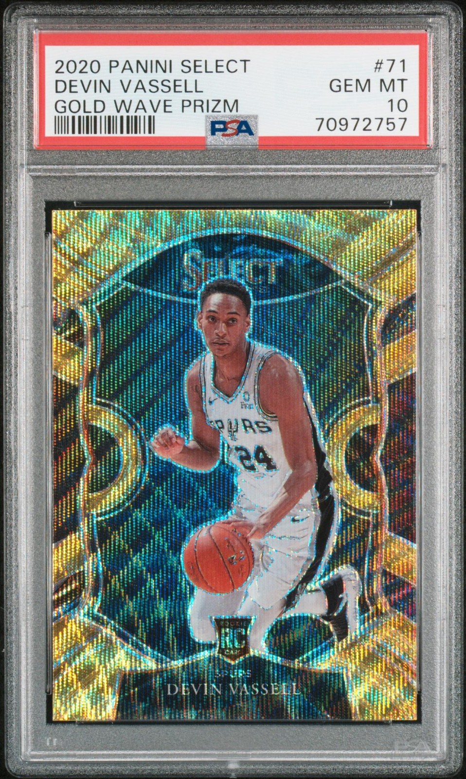 2020 Panini Select Gold Wave Devin Vassell #71 PSA 10