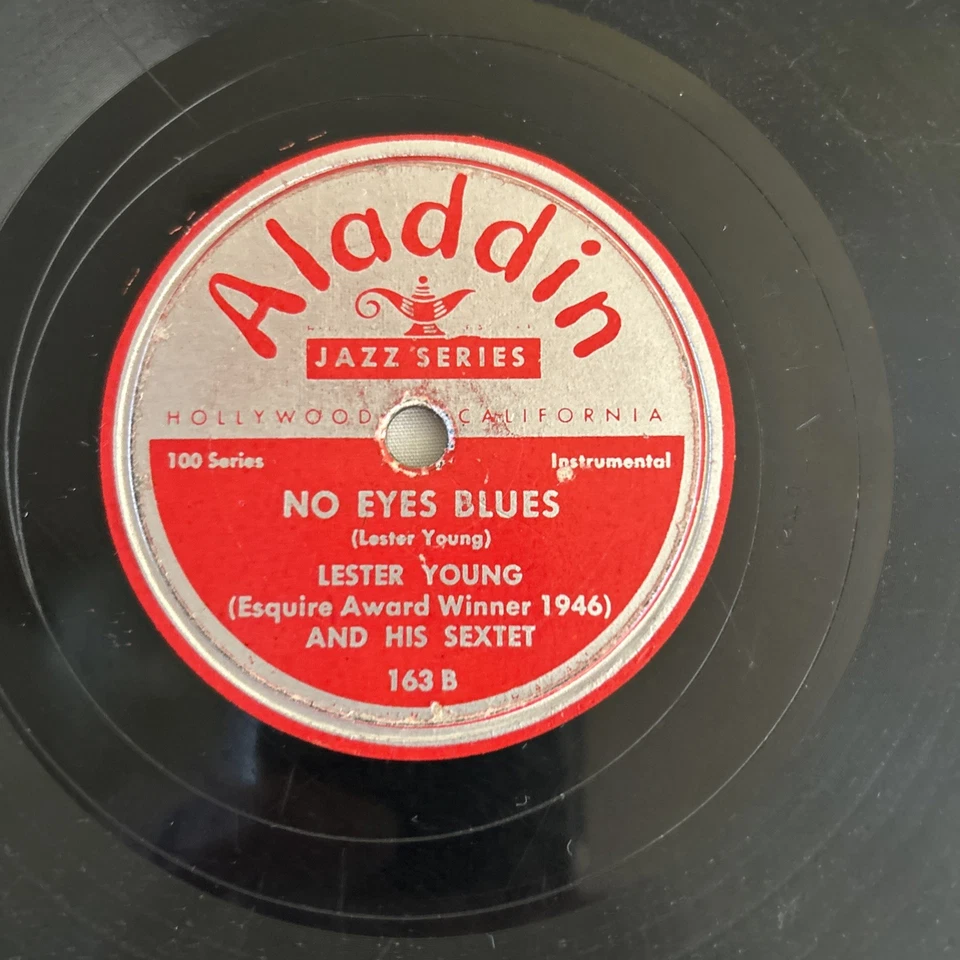 78 RPM Jumping with Symphony Sid/No Eyes Blues-Lester Young Aladdin 163 Jazz Foto 4 de 4