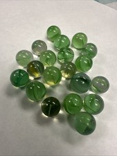 Green Swirl Glass Marbles, Lot of 20, Cat  s Eye  Ribbon Style