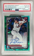 2647 Travis Bazzana 2024 Bowman Draft Aqua Lava Chrome Auto 1st RC /199 PSA 8
