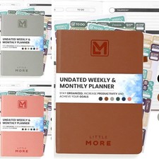 Listing image for Undated Weekly & Monthly Planner with Stickers for Goals & Productivity. Size A5