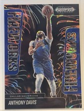 2024-25 Panini Prizm Black Fireworks Blue Ice /125 #15 Anthony Davis Mavericks