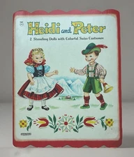 1958 Saalfield UNCUT Heidi & Peter Paper Doll Book with Scalloped Edges VINTAGE