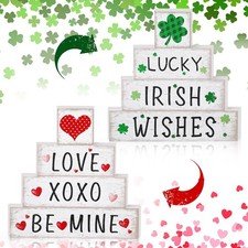 4 Pcs Reversible Valentine's Day Decorations St. Patrick's Day Table Decor Be...