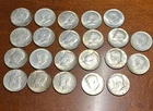 1964 Kennedy Half Dollar 90% Silver, Circulated lot of 22