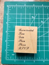 Vintage PSX Rubber Stamp. Script. RSVP invite Comb ship B10