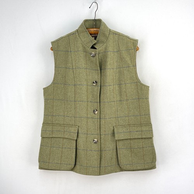 #ad #ad Beaver Tweed Gilet Womens 16 Green Check Wool Nehru Body Warmer Shooting Vest GBP 109.00