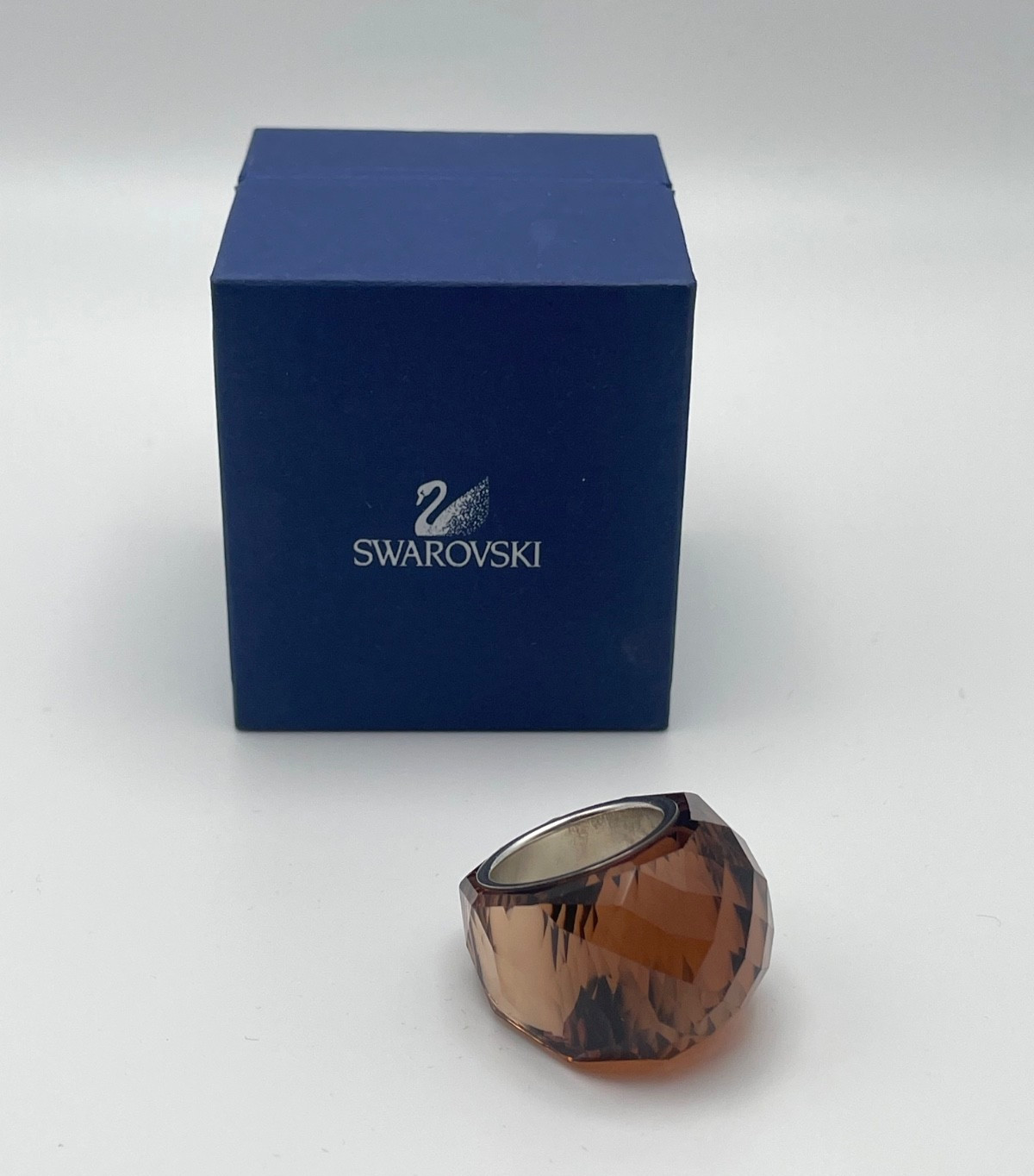 Swarovski Nirvana Brown Faceted Crystal Ring Sign… - image 3