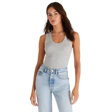 Z Supply Sirena Rib Tank Top - Heather Grey - Essential Fitted Layer
