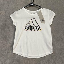Adidas Shirt Youth 6 White Regular Fit Short Sleeve Crewneck Logo Graphic Tee