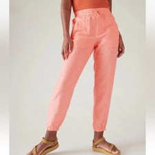ATHLETA Womens Retreat Linen Joggers Size 2 Sunset Glow Pink Pockets