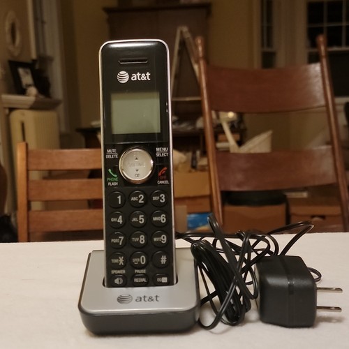 AT&T Cordless Phone Handset w/ Charging Base & Power Adapter, Black/Silver