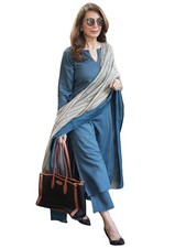 Women's Rayon Blend Straight Solid Kurta with Pant  Dupatta