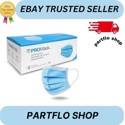 50 PCS Face Mask Medical Surgical Dental Disposable 3-Ply Earloop Mouth Cover