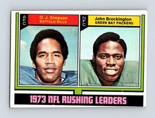 1974 Topps #328 1973 NFL Rushing Leaders (O.J. Simpson / John Brockington)