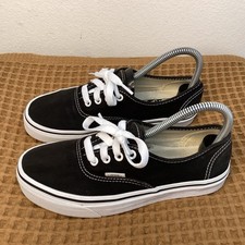 VANS Authentic Canvas Lace-Up Sneakers Womens Sz 7 Black Skate Shoes