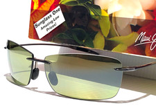 Maui Jim LIGHTHOUSE Smoke Grey POLARIZED PLUS 2 HT Green Lens Sunglass HT423-11