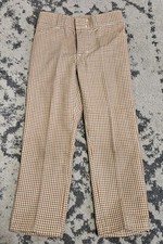 Vintage 1970s Kids Brown And Green Plaid Pants MANN Size 7