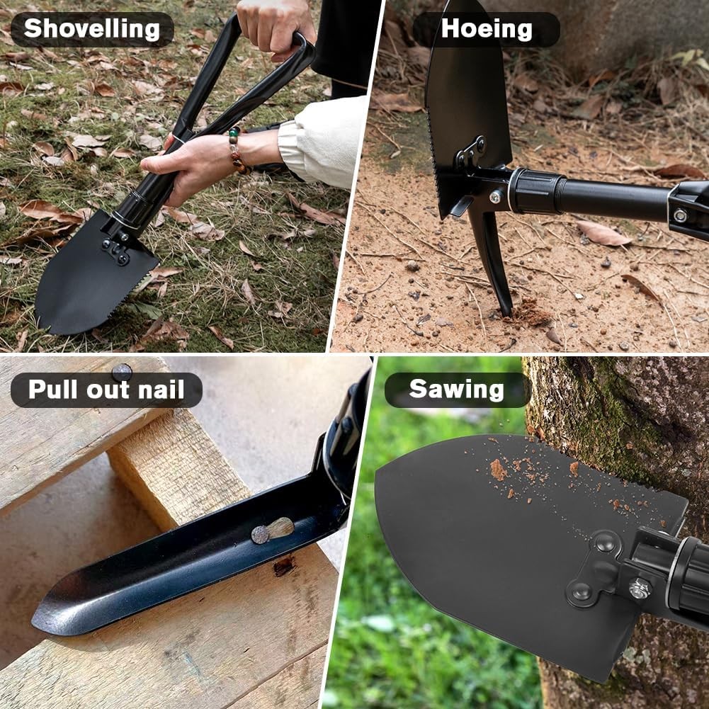 Portable Folding Camping Shovel 18.5in Carbon Steel Lightweight Mini Trowel