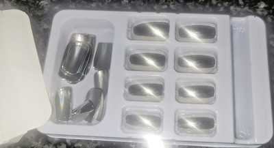 12 24 Stk silber  hochglanz KÜNSTLICHE NÄGEL NAGELFEILE KLEBEPADS DOIT YOUR SELF